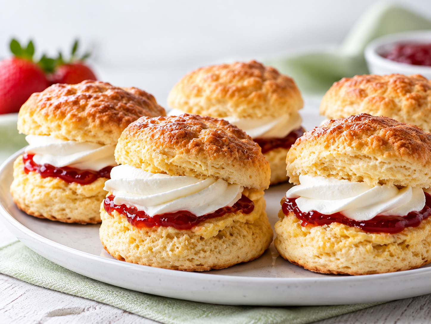 Scones filled with jam and cream