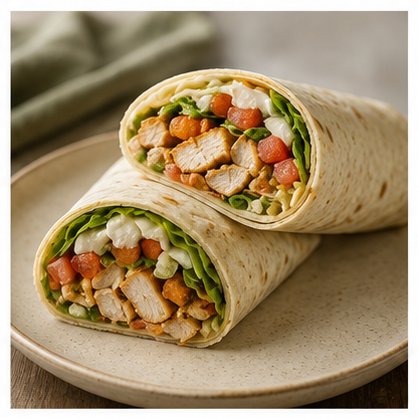 Chicken wrap with salad and sauce